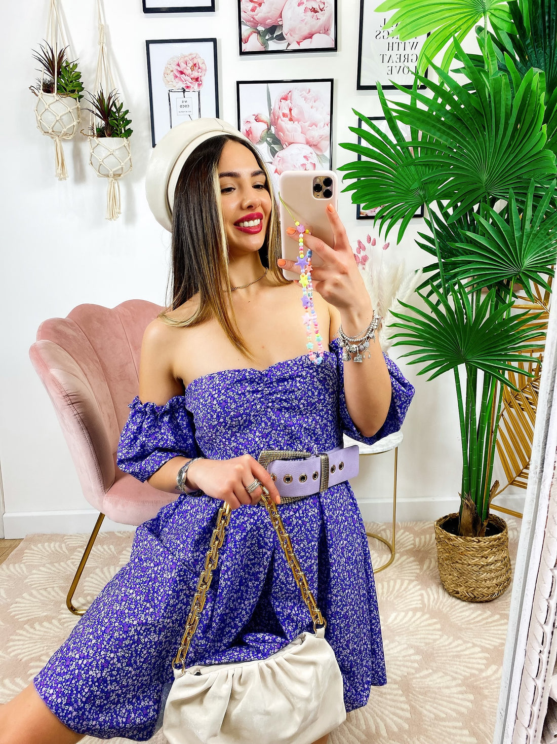 Abito a fiorellini scollo a barchetta - R.a. Boutique 