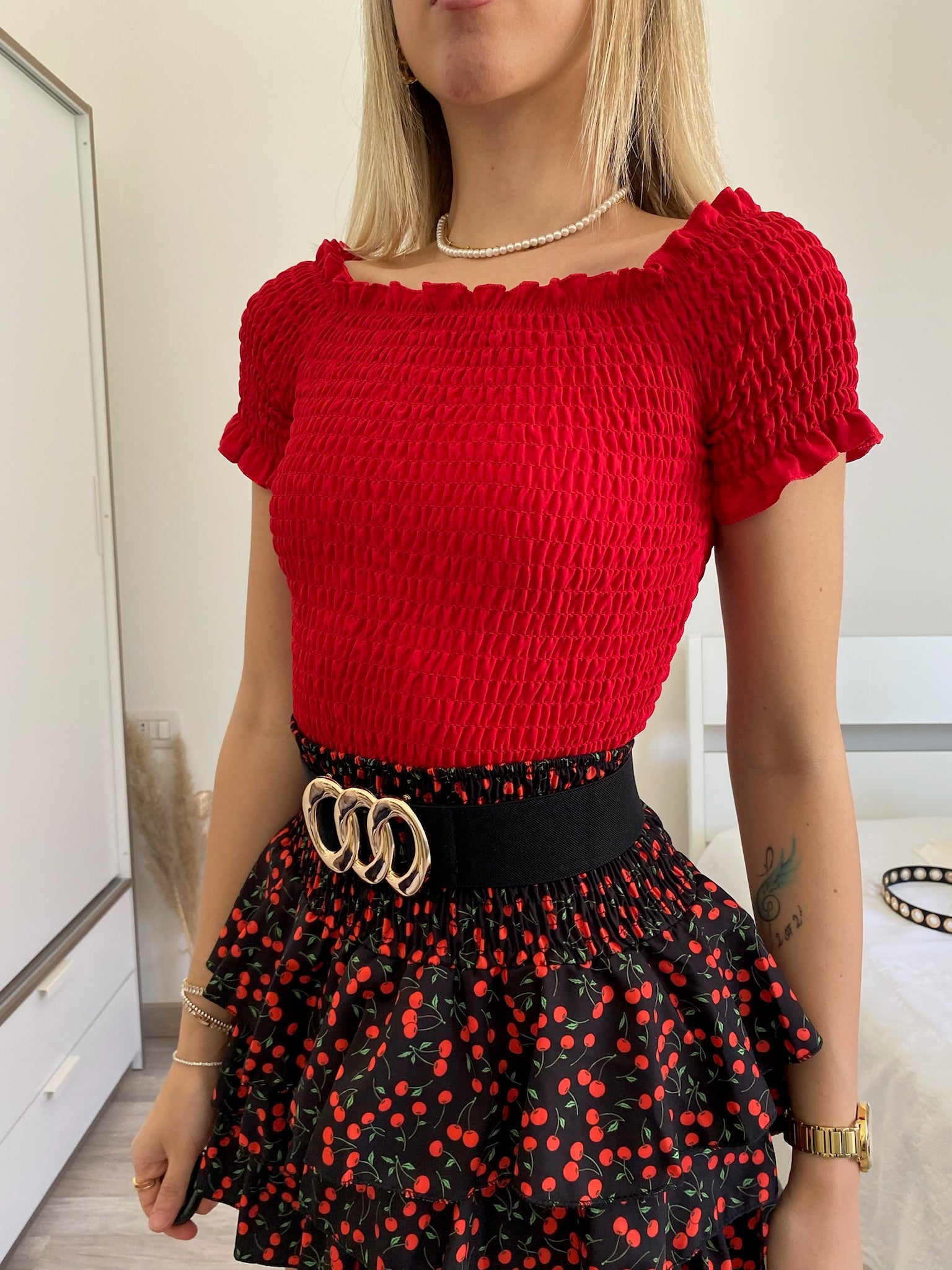 Top plissettano rosso - R.a. Boutique 