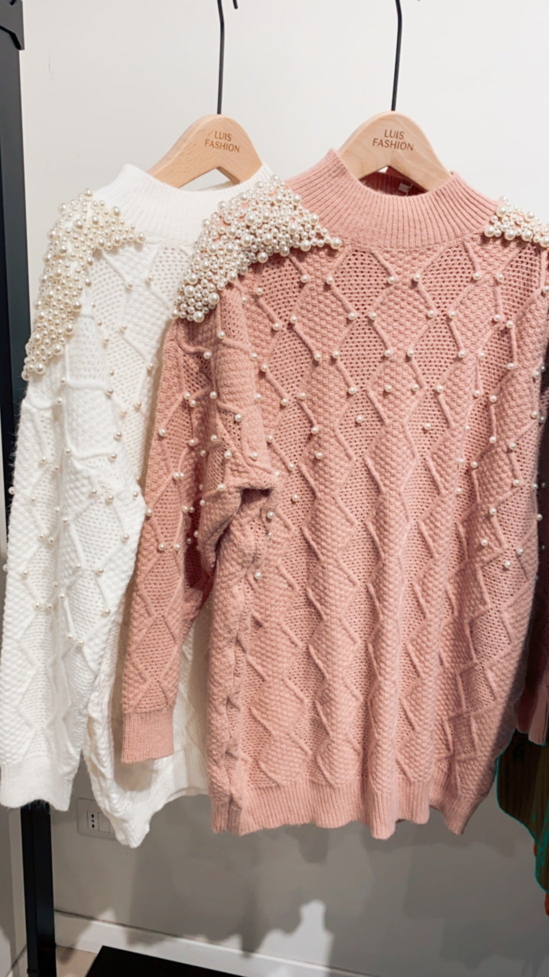 Abito in maglia tessuto pesante a trecce con perle - R.a. Boutique 