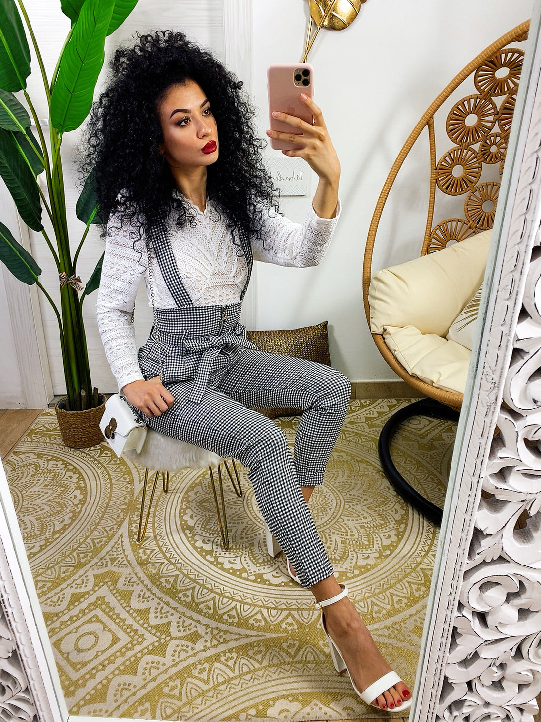 Salopette a quadri bianchi e neri - R.a. Boutique 