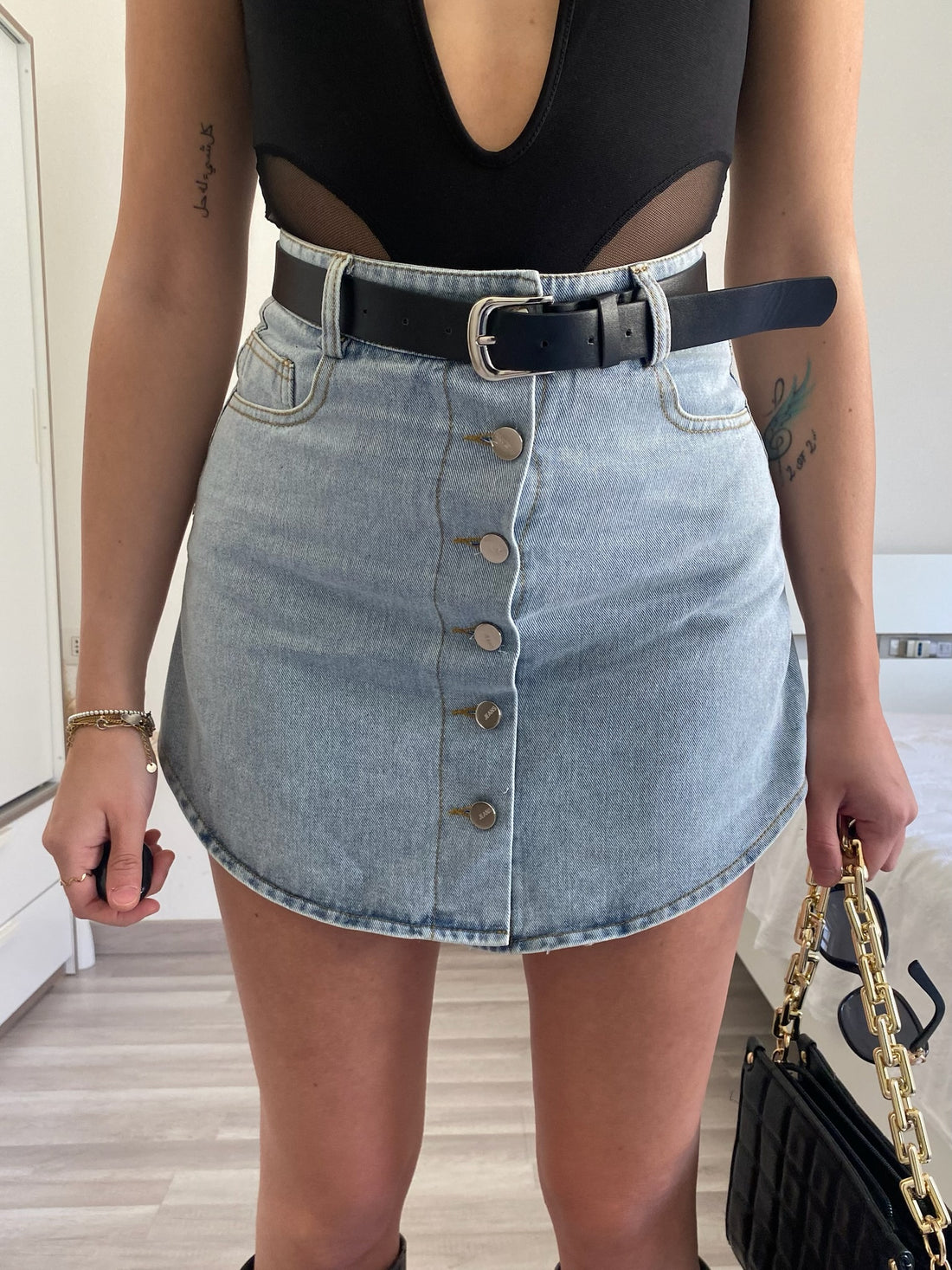 Gonna pantalone in jeans con cintura - R.a. Boutique 