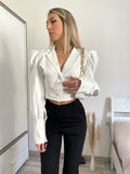 Camicia crop bianca con maniche a palloncino - R.a. Boutique 