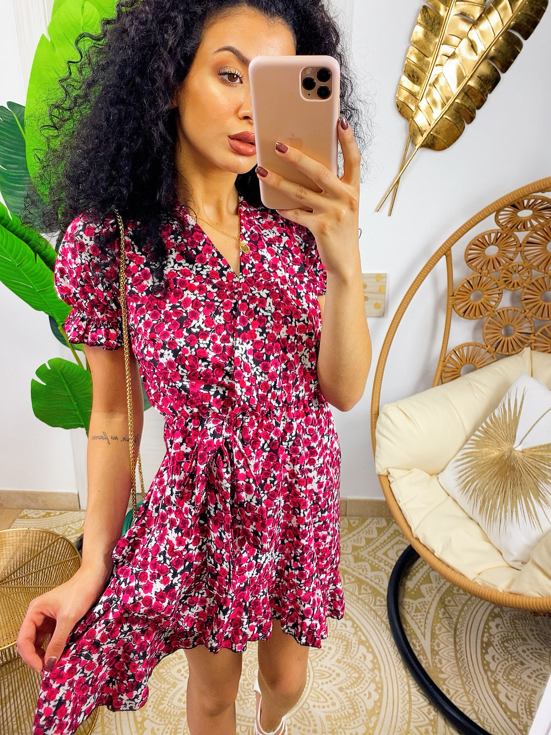 Abito a fiorellini fuxia - R.a. Boutique 