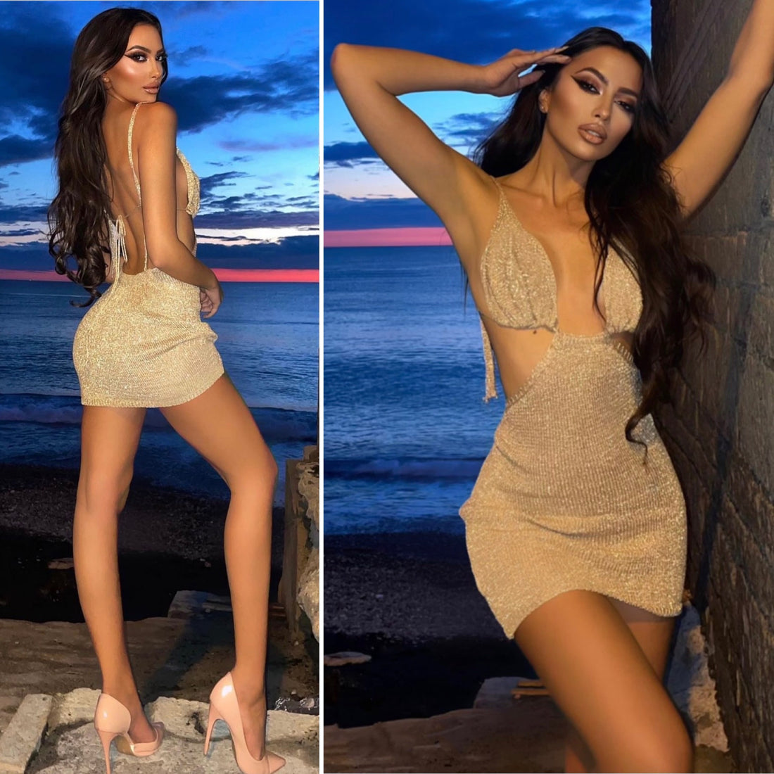 Abito corto in lurex oro - R.a. Boutique 