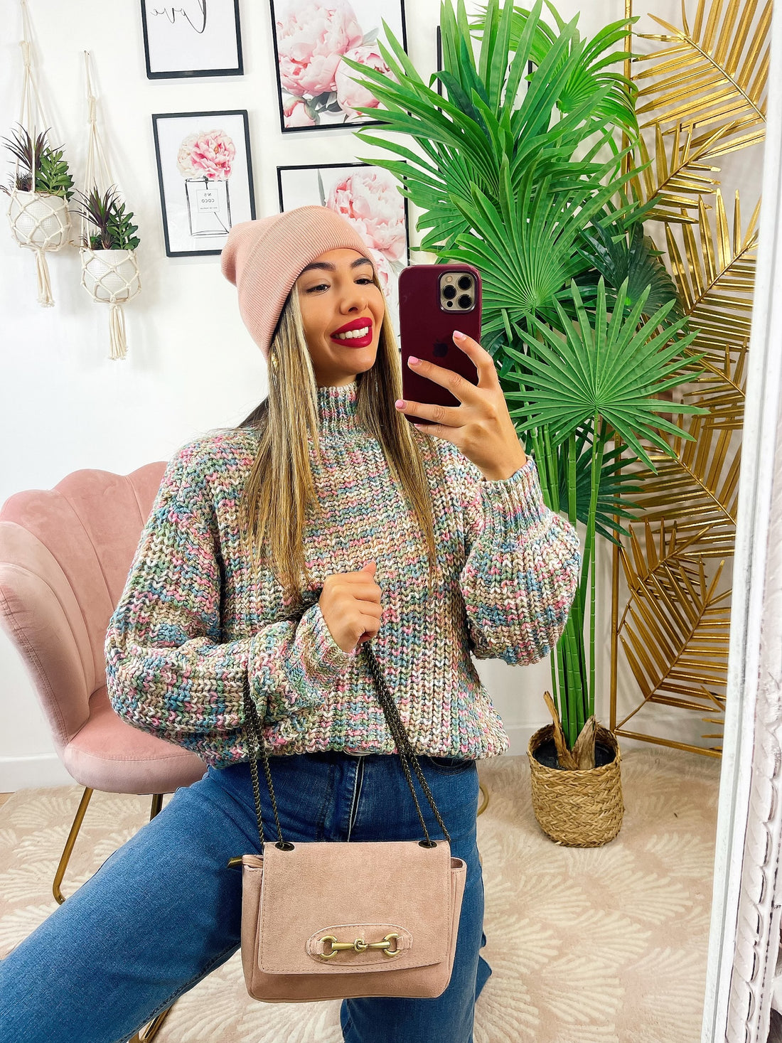 Maglione coloratissimo dettaglio celeste - R.a. Boutique 