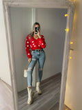 Cardigan rosso con cuori - R.a. Boutique 