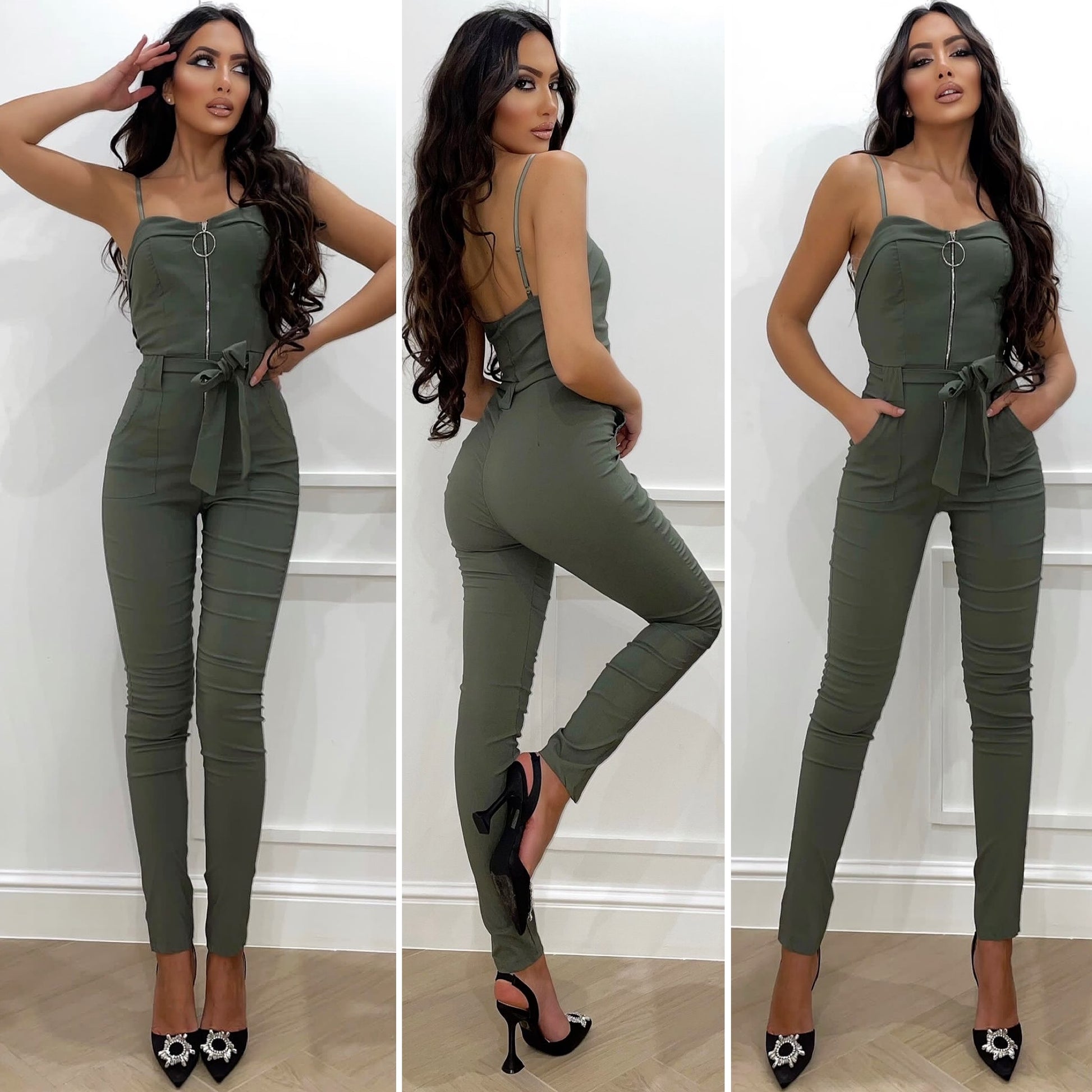 Tuta verde militare con zip - R.a. Boutique 