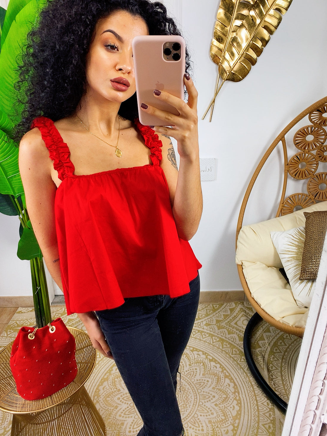 Top in cotone rosso - R.a. Boutique 