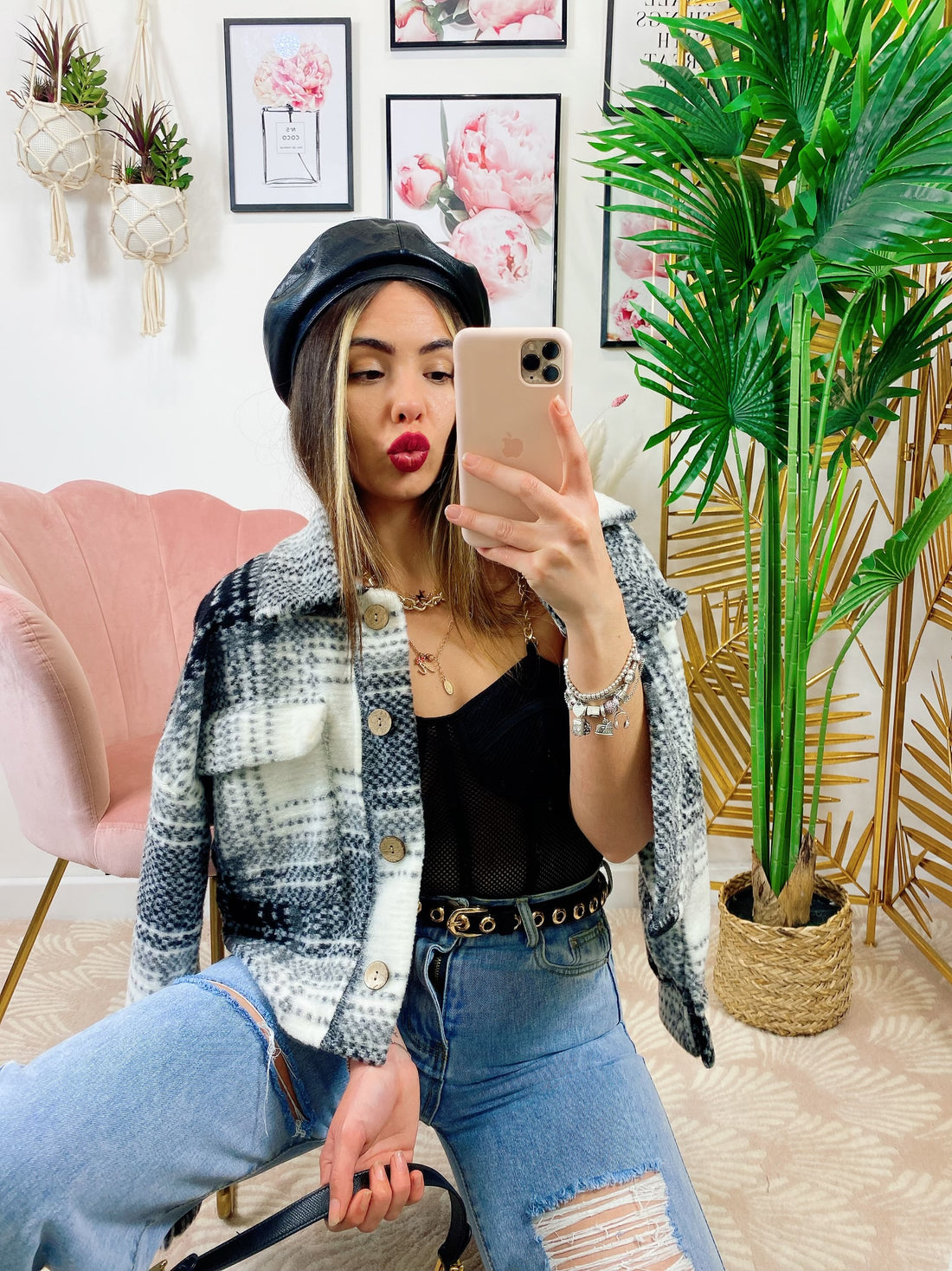 Giacca a quadri Nera con sfumature - R.a. Boutique 