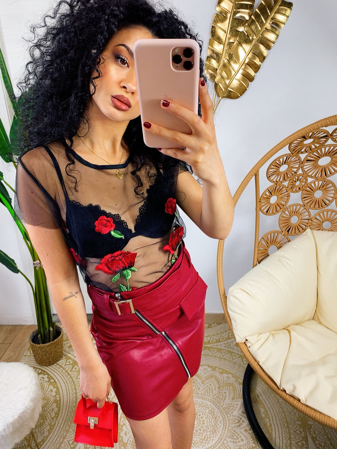 Gonna con cinturino bordeaux - R.a. Boutique 