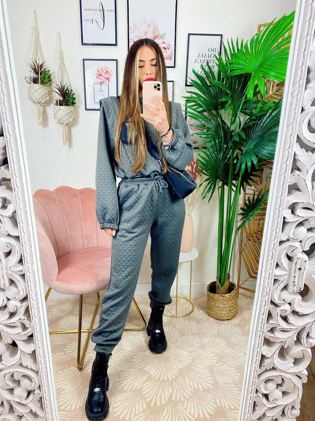 Tuta Sportiva Ricamata Grigia - R.a. Boutique 