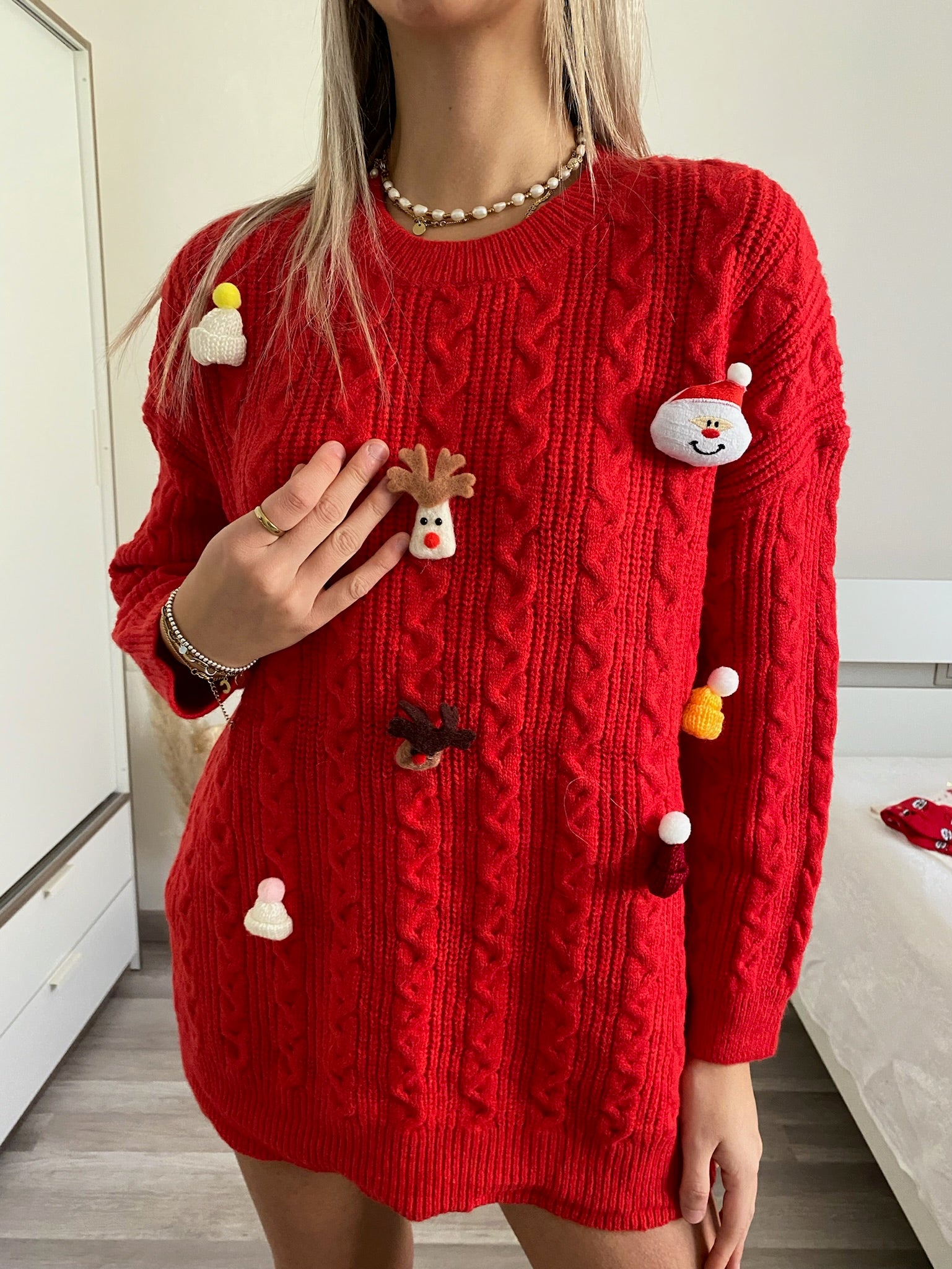 Maxi maglione con pupazzetti - R.a. Boutique 