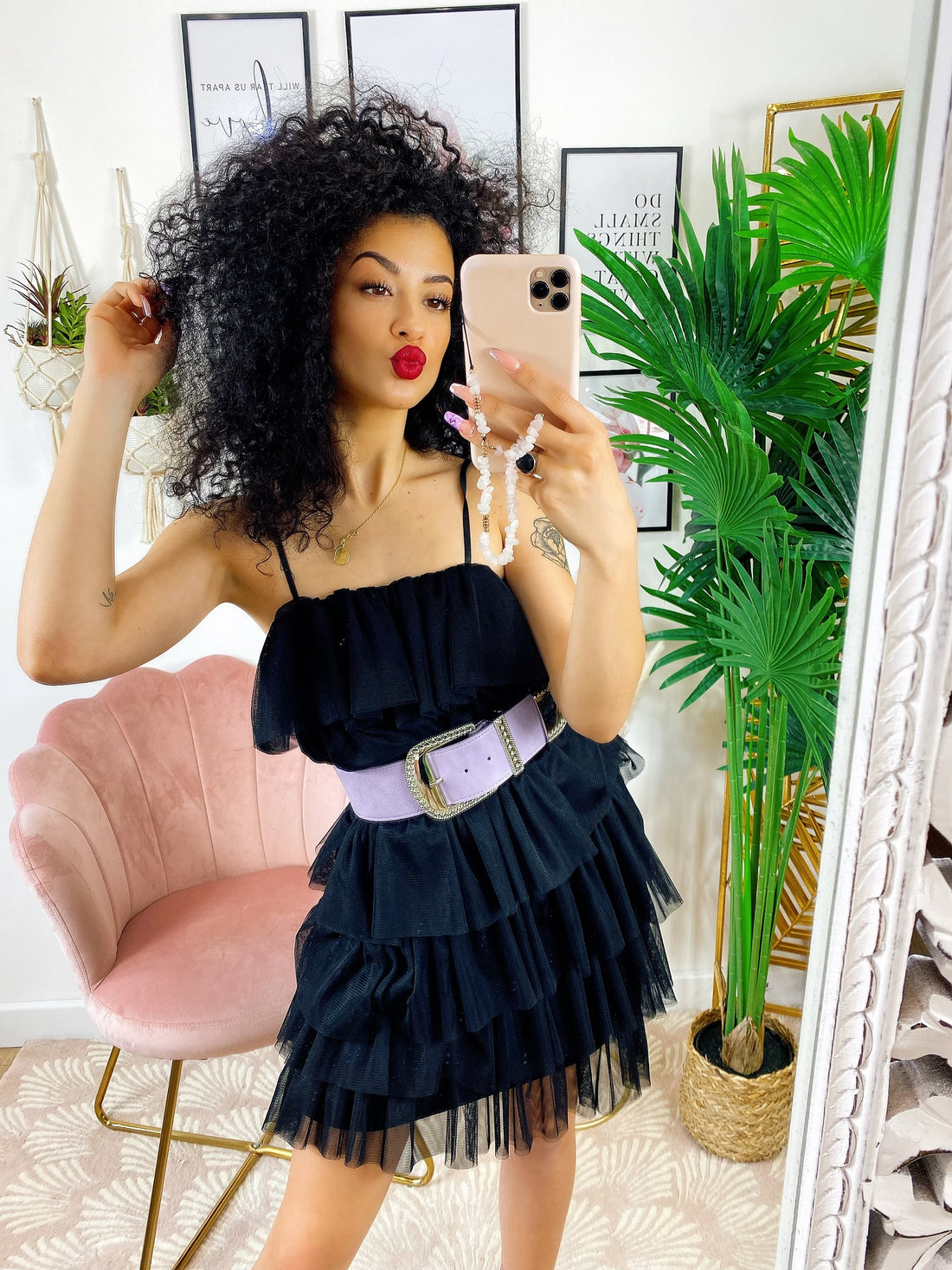 Abito in tulle a balze Venere Nero - R.a. Boutique 