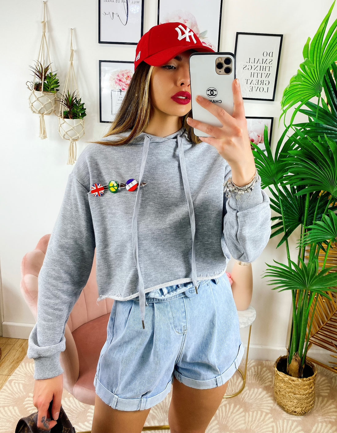 Felpa con spille Grigia - R.a. Boutique 