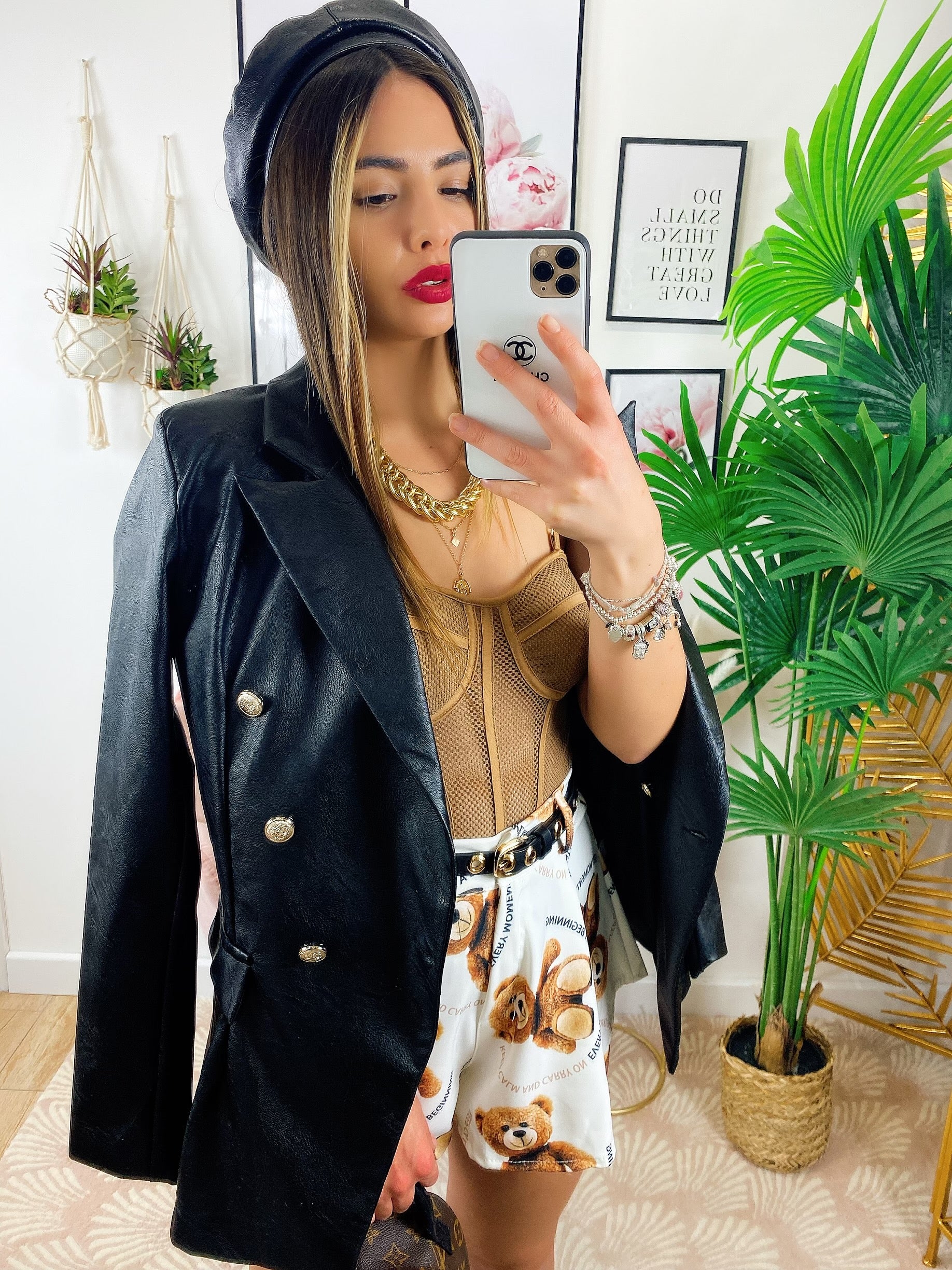 Blazer in ecopelle Nero - R.a. Boutique 