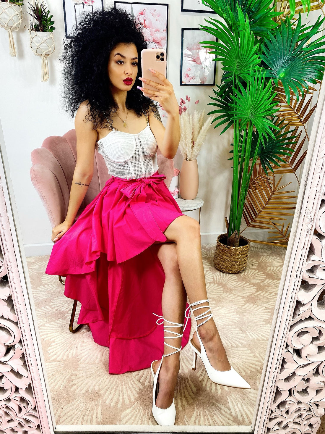 Gonna asimmetrica Fuxia con fiocco - R.a. Boutique 