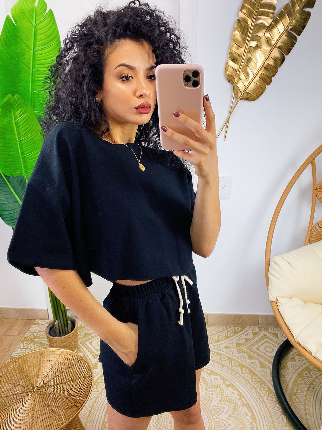 Completo sportivo maglia e short nero - R.a. Boutique 