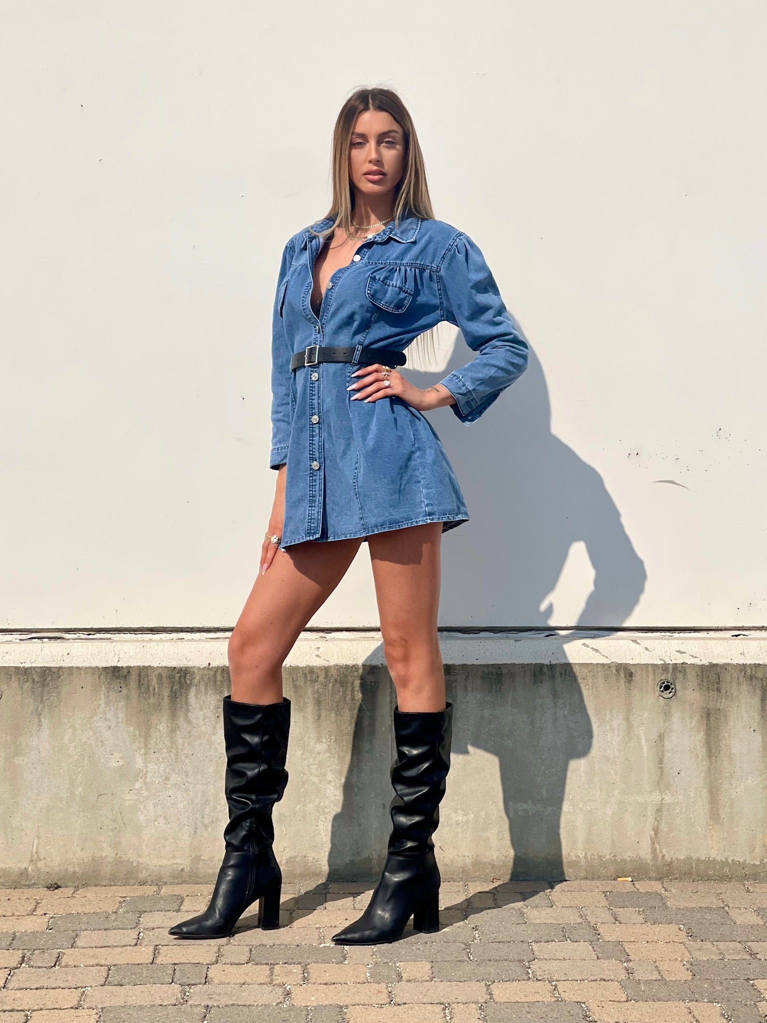 Abito in jeans con cintura - R.a. Boutique 