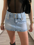 Mini in jeans con cintura - R.a. Boutique 