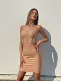 Abito bustier nude con strass - R.a. Boutique 