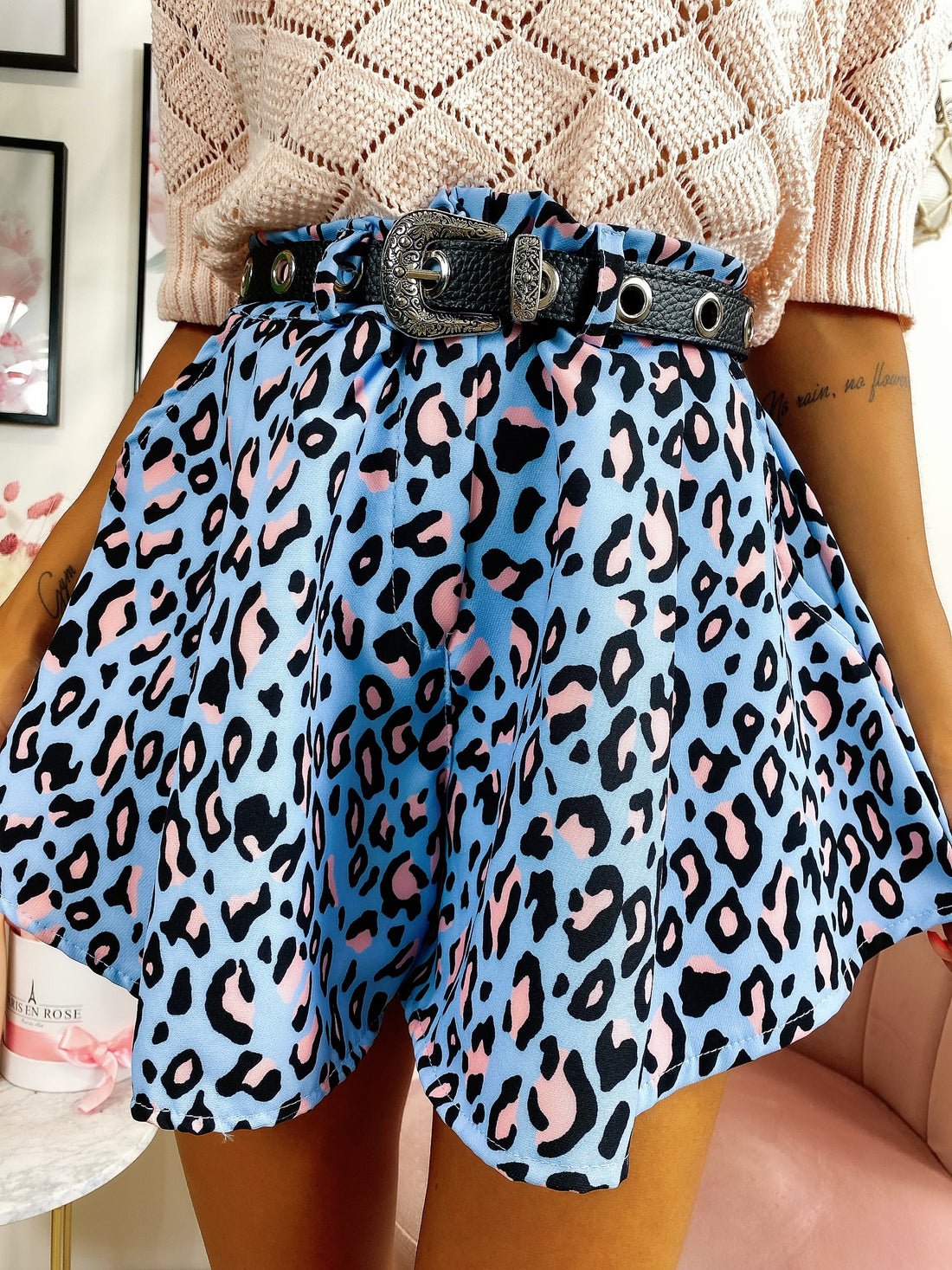 Short maculato Carta da zucchero dettagli Rosa - R.a. Boutique 