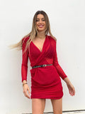 Abito rosso con scollo a incrocio - R.a. Boutique 
