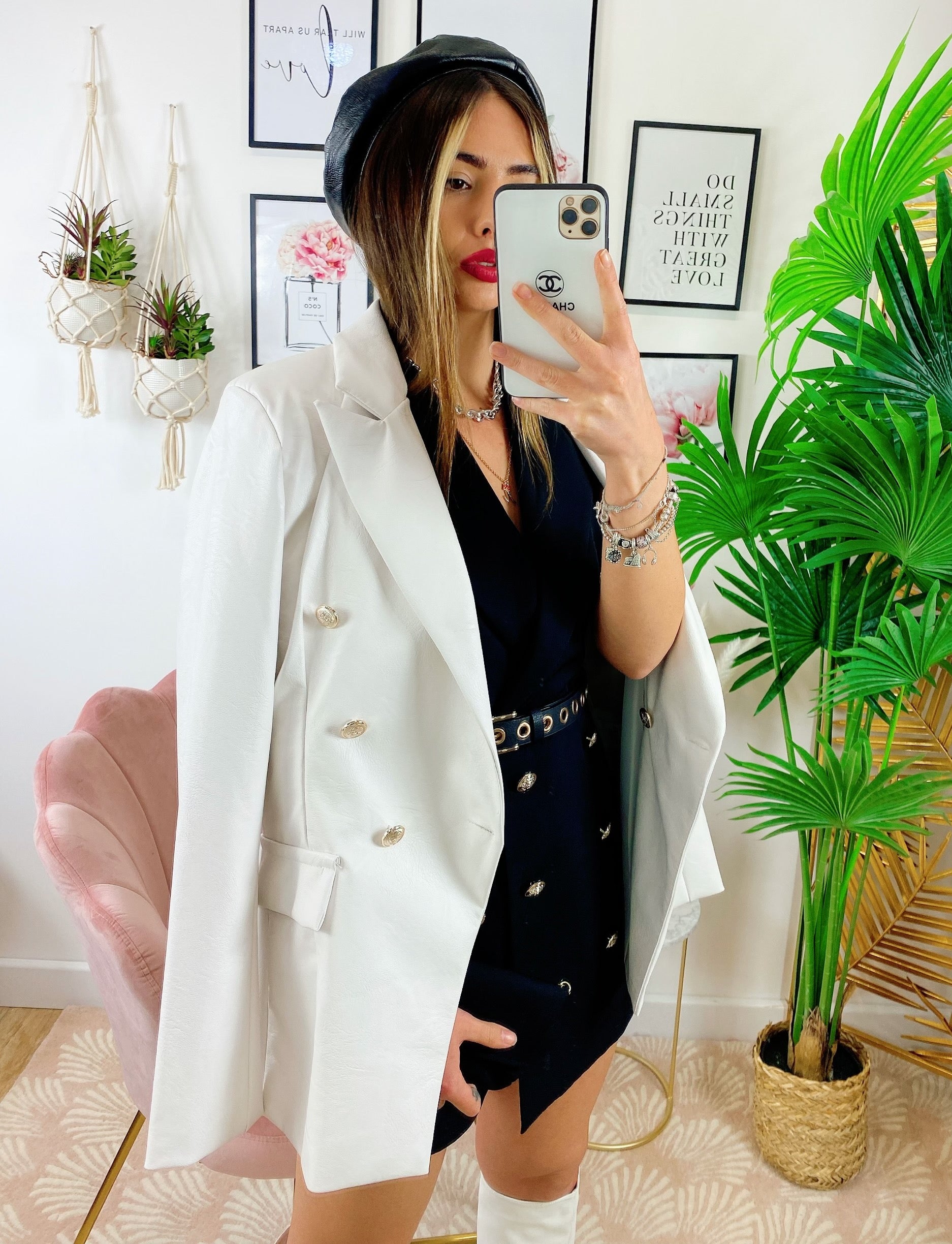 Blazer in ecopelle bianco - R.a. Boutique 