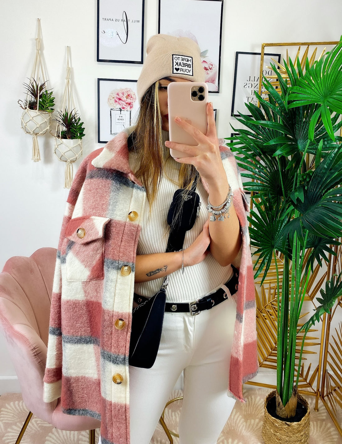 Giacca a quadri Rosa dettaglio grigio - R.a. Boutique 