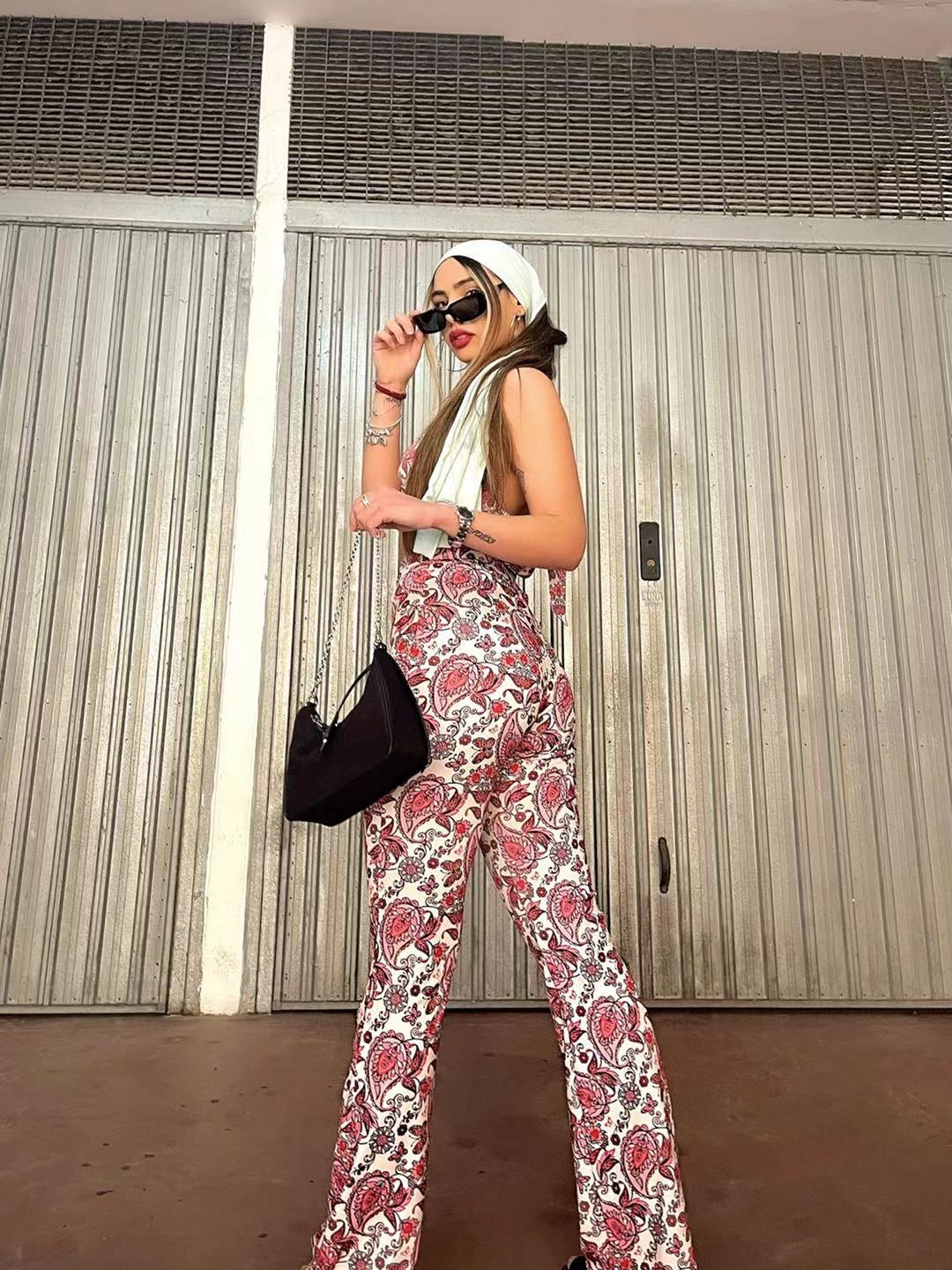 Completo top e pantalone dettaglio fucsia - R.a. Boutique 