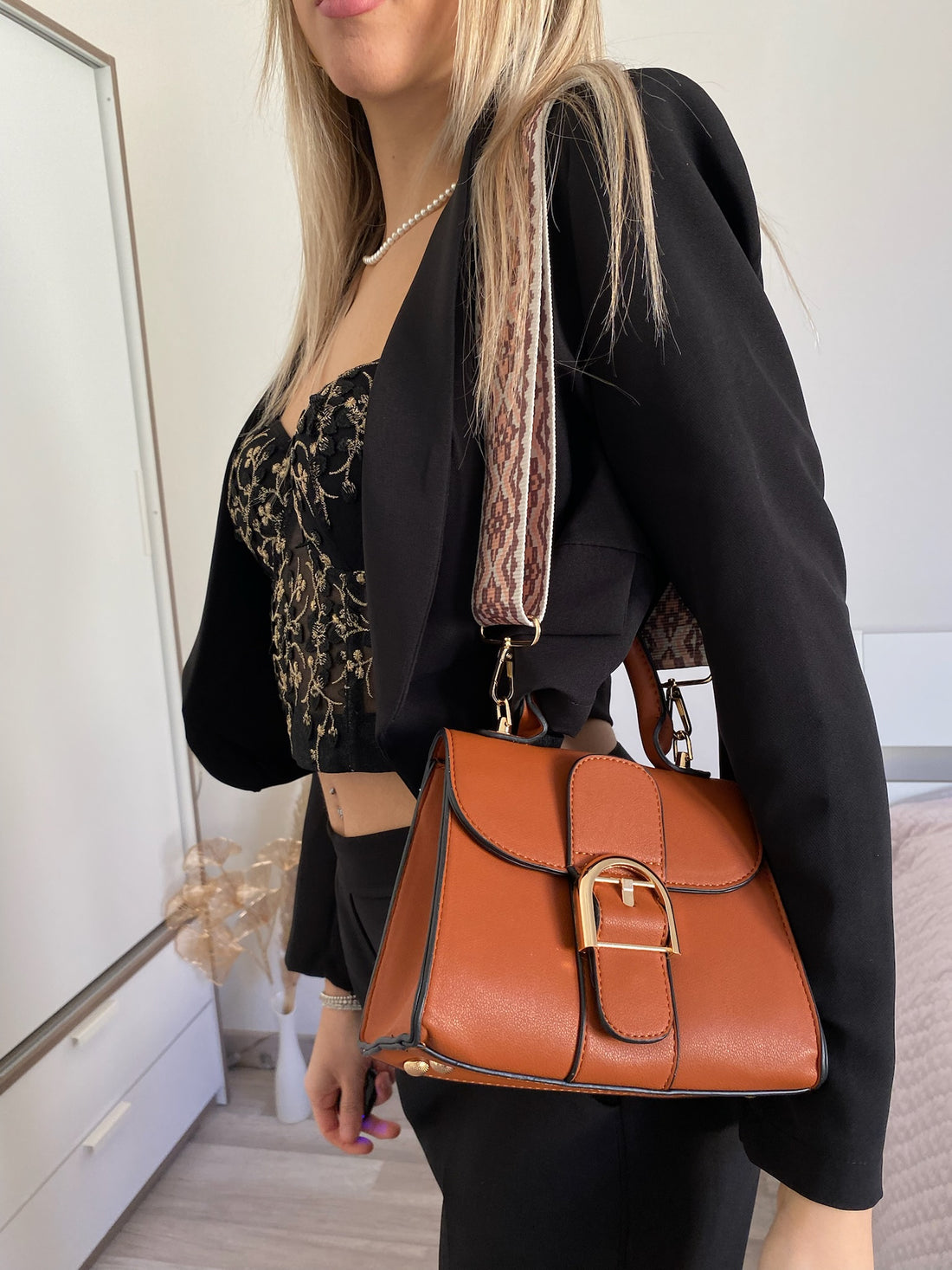 Borsa a mano più tracolla marrone - R.a. Boutique 