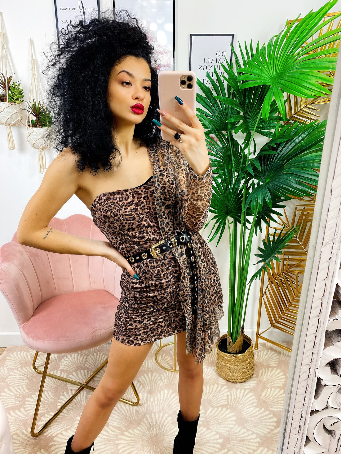 Abito monospalla taglio a impero maculato - R.a. Boutique 