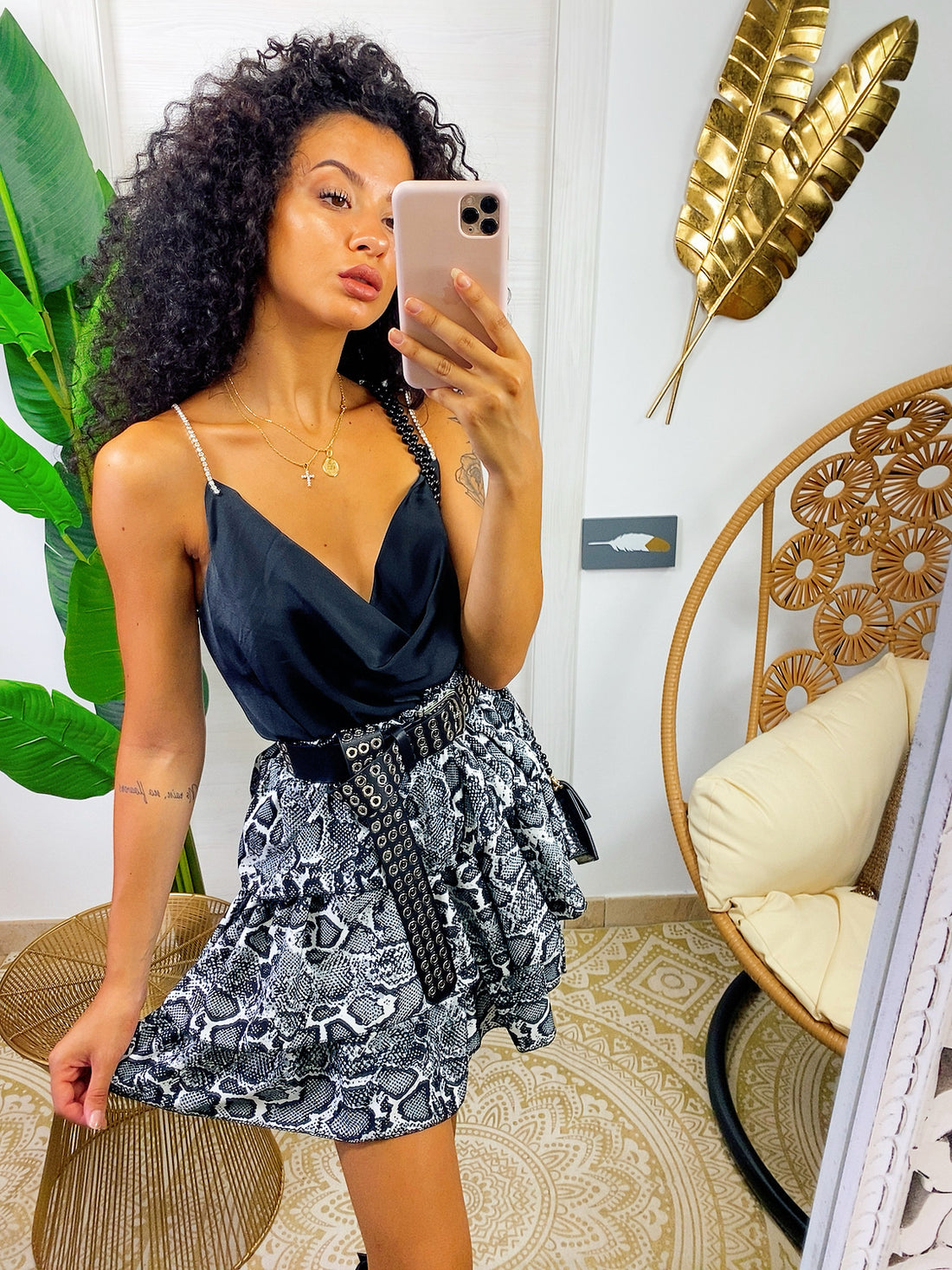 Gonna a balze pitonata grigia - R.a. Boutique 