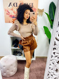 Short in ecopelle Camel - R.a. Boutique 