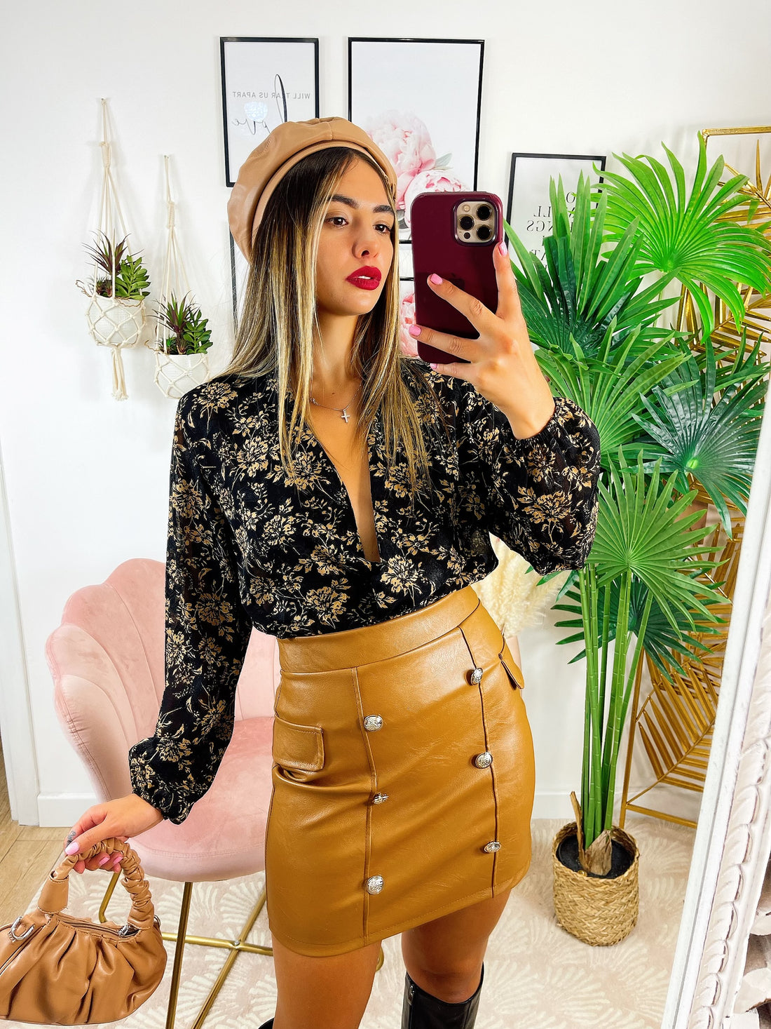 Body con fiori base nera - R.a. Boutique 