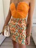Gonna geometrica arancio verde - R.a. Boutique 
