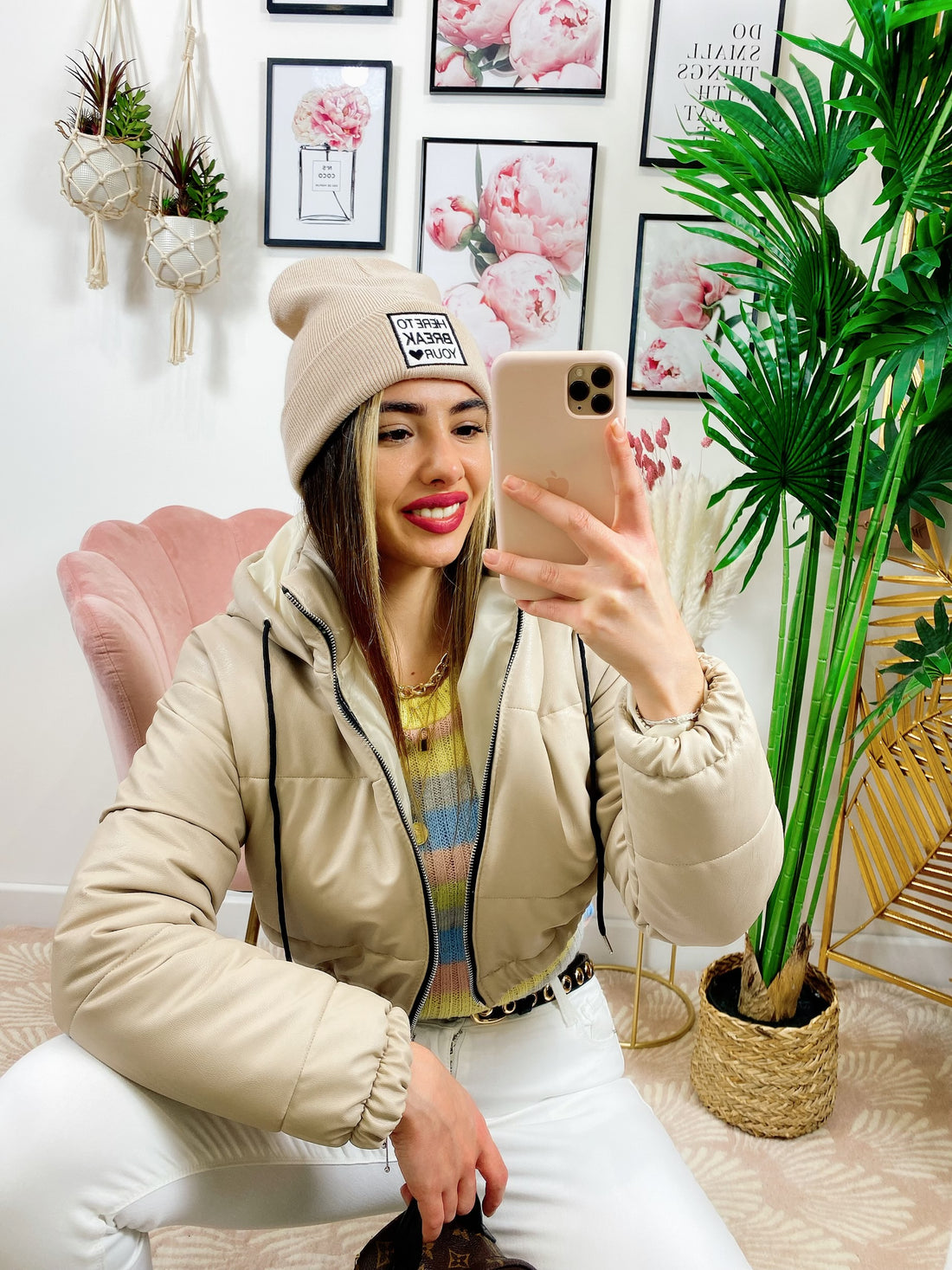 Bomber crop in ecopelle Beige - R.a. Boutique 