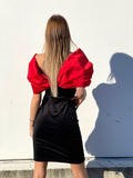 Abito in velluto con maxi fiocco rosso - R.a. Boutique 