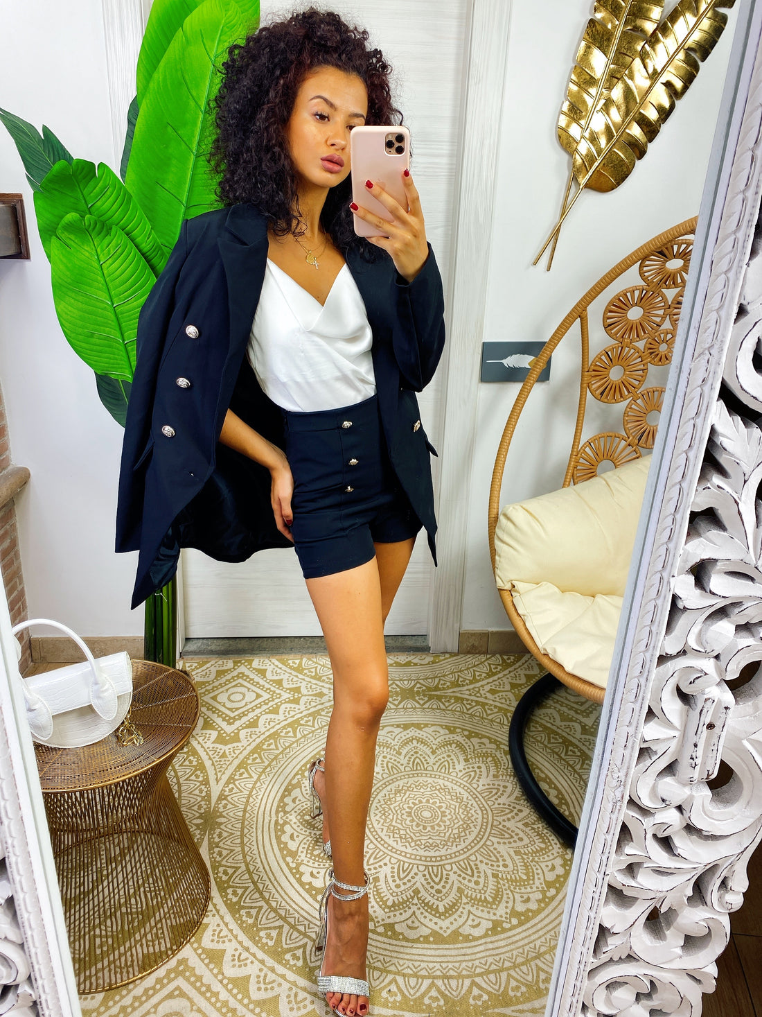 Completo giacca e Short nero - R.a. Boutique 