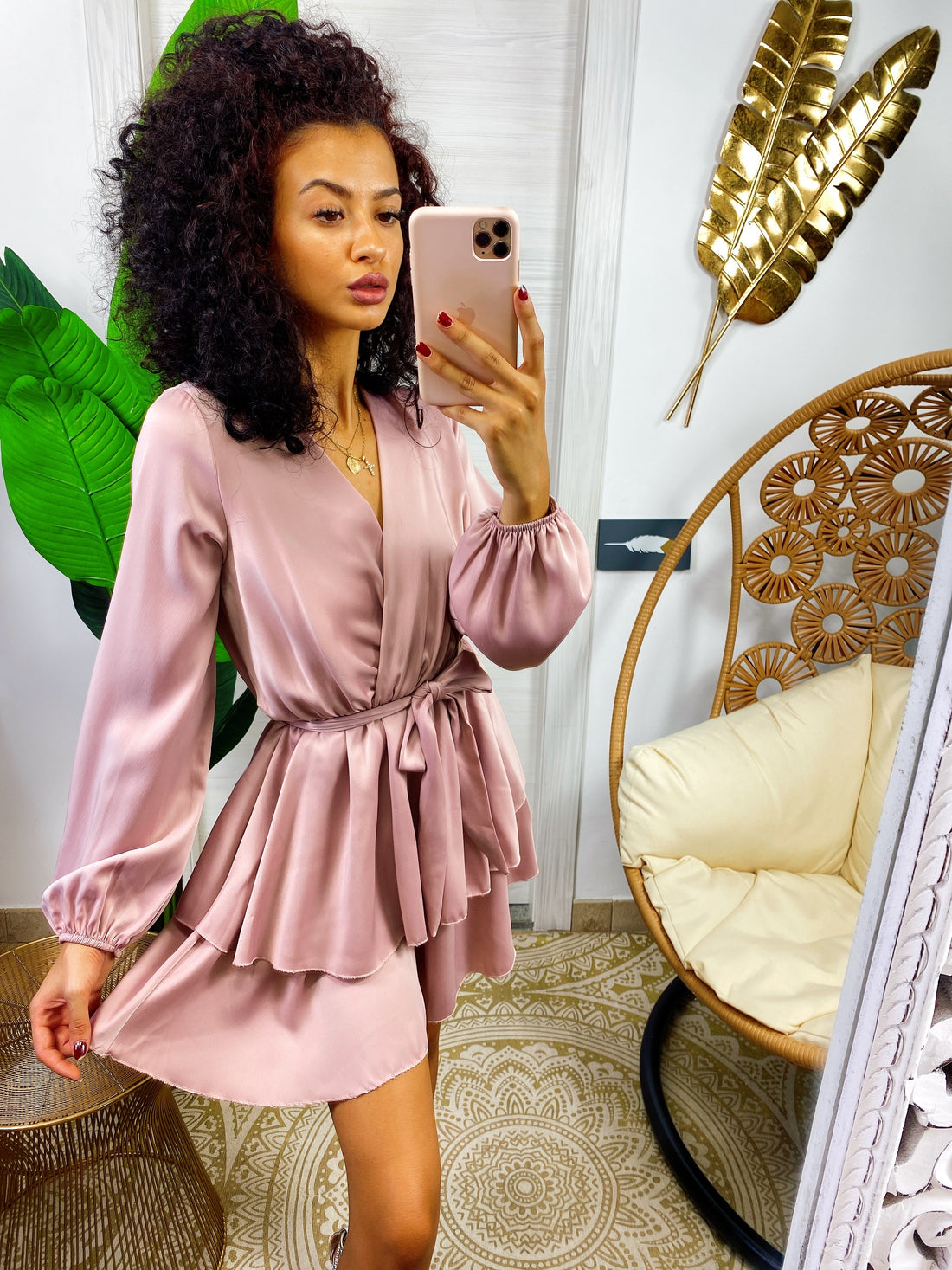 Tutina in raso con cintura rosa - R.a. Boutique 