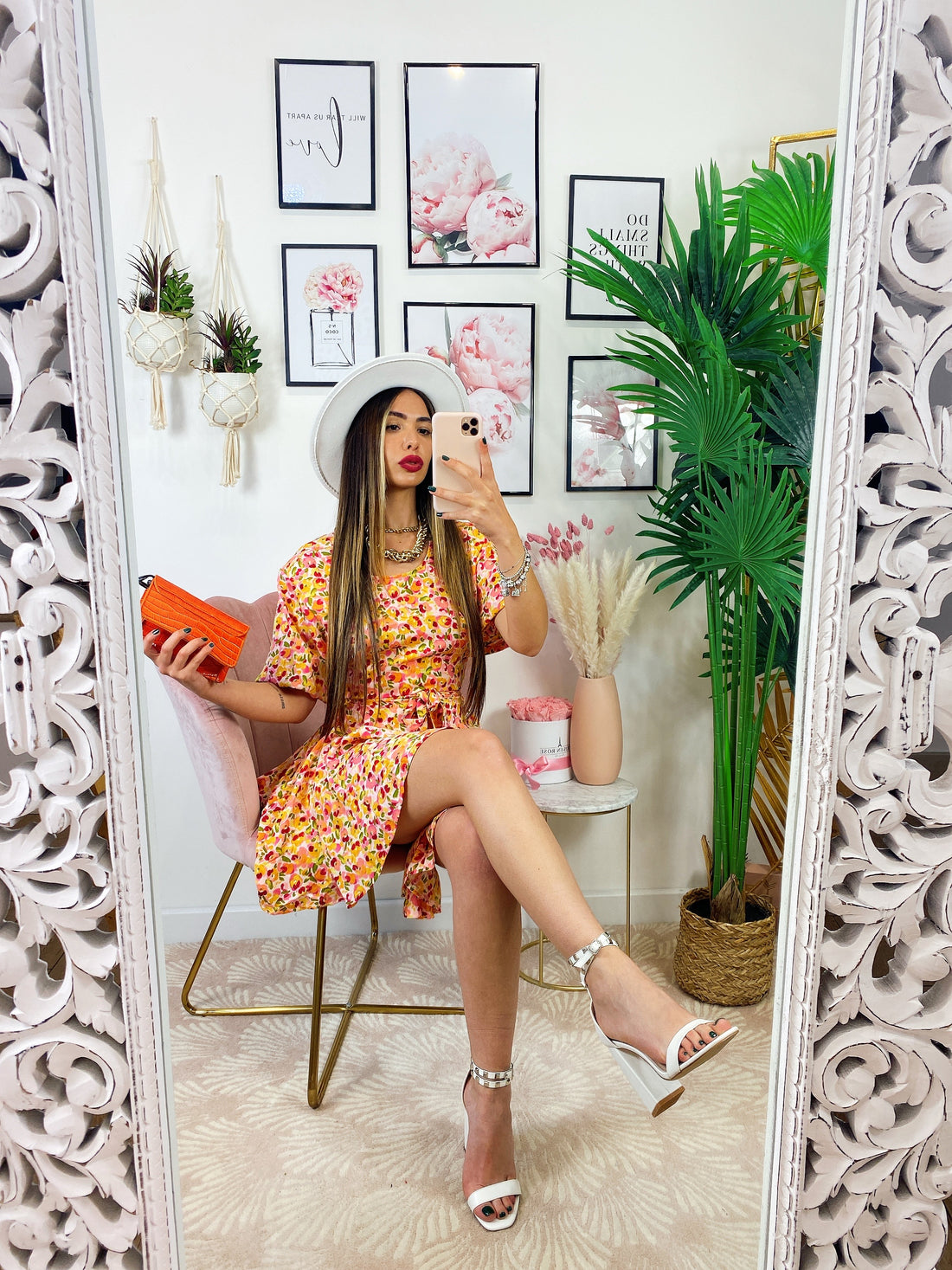 Abito a fiori rosa arancio - R.a. Boutique 