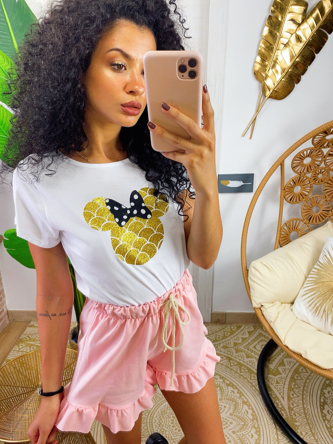 Short rosa con arricciatura - R.a. Boutique 