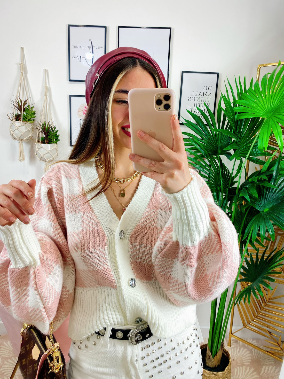 Maglioncino a quadri con bottoni ghiaccio - R.a. Boutique 