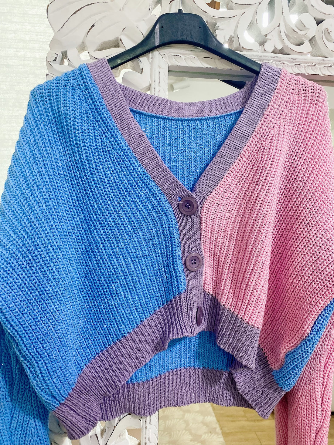 Maglioncino bicolor celeste rosa - R.a. Boutique 