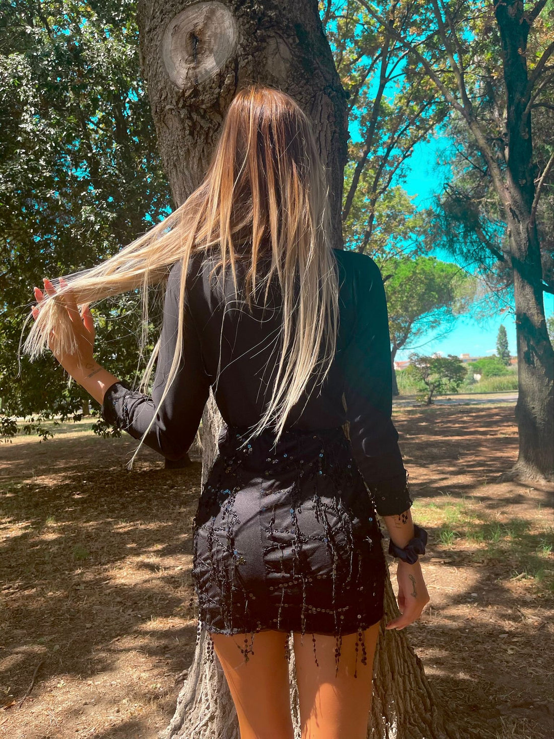 Dress paillettes con frange nero - R.a. Boutique 