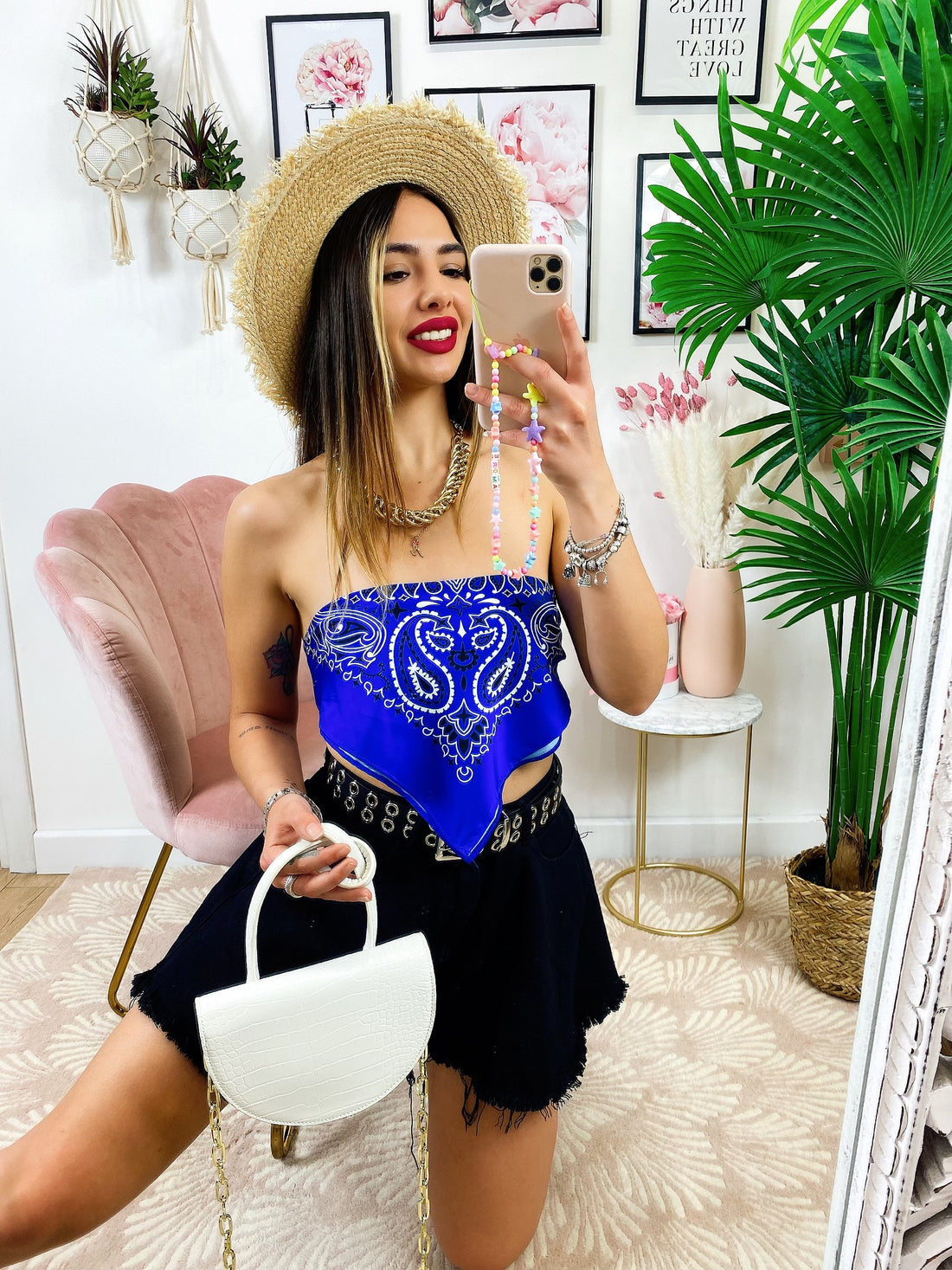 Top stampa bandana blu - R.a. Boutique 