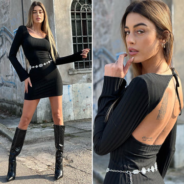 Abito a costine schiena aperta - R.a. Boutique 