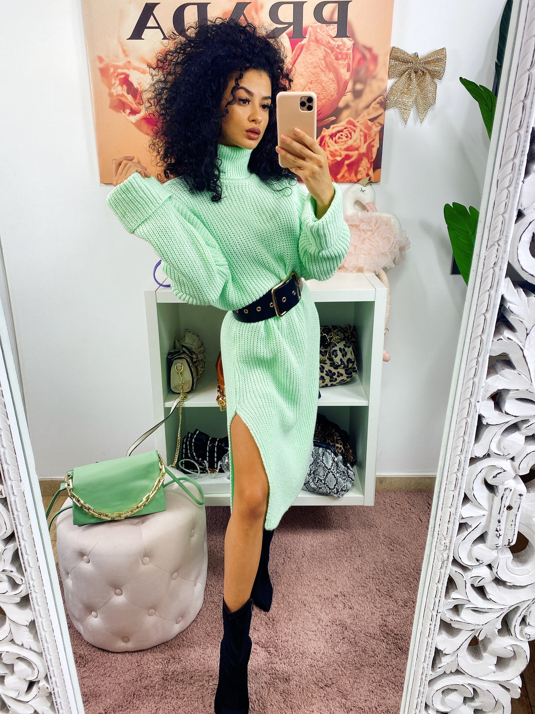 Abito midi in maglia menta - R.a. Boutique 