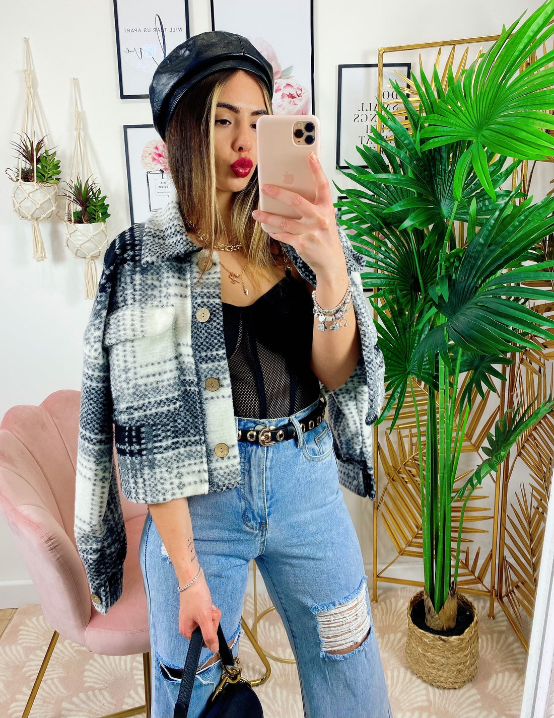 Giacca a quadri Nera con sfumature - R.a. Boutique 