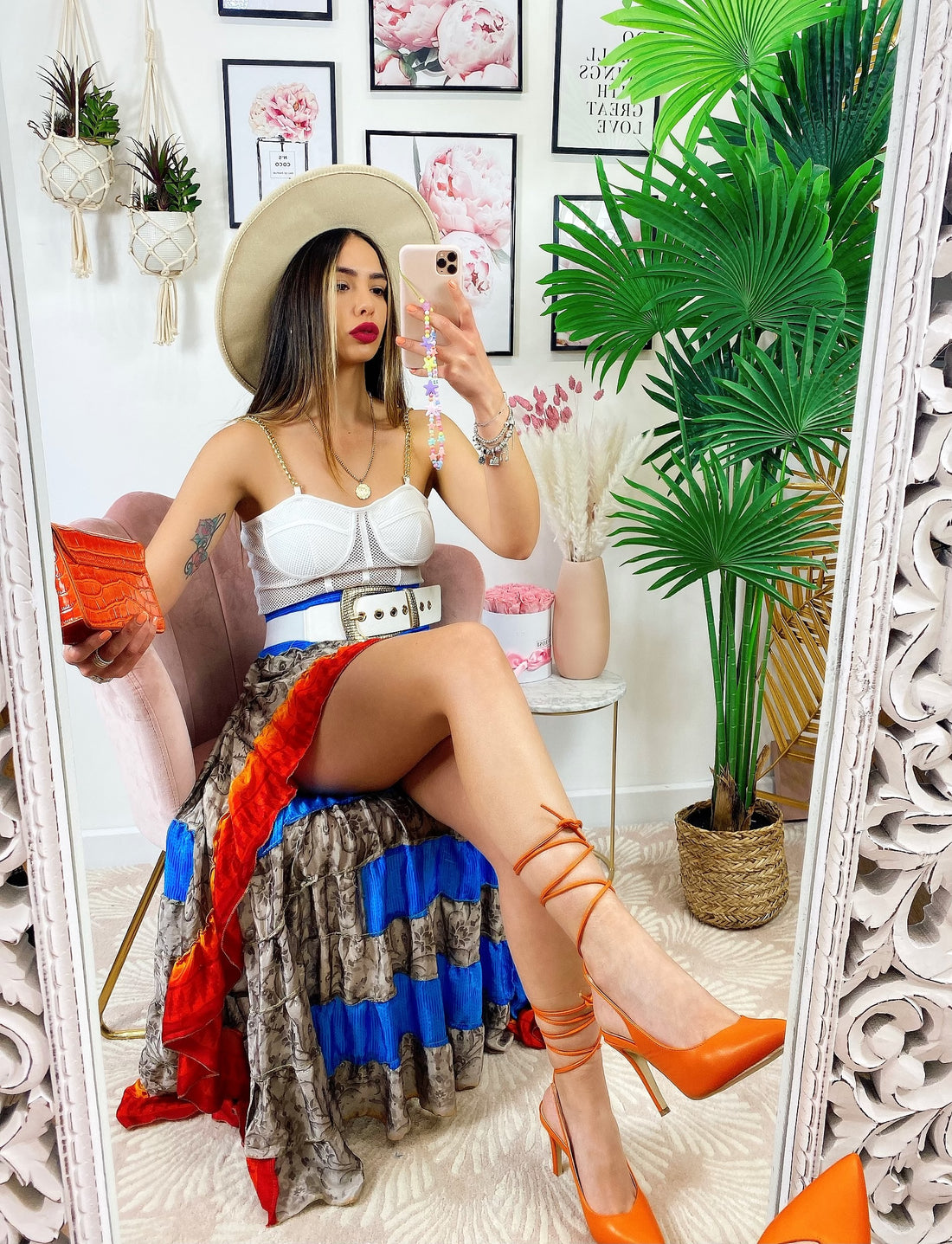 Gonna asimmetrica arancione Azzurra - R.a. Boutique 