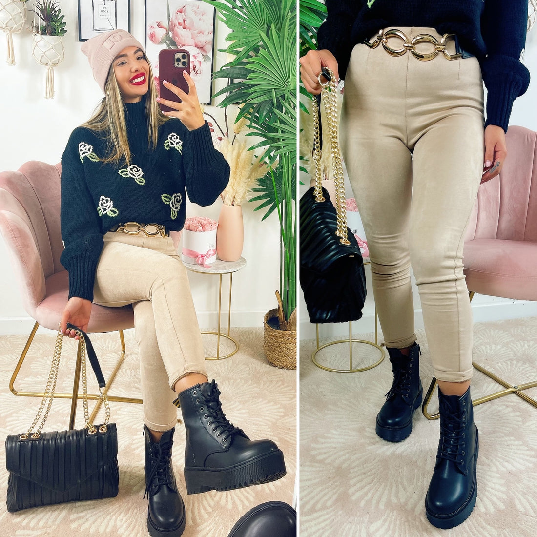 Leggins in camoscio Camel - R.a. Boutique 
